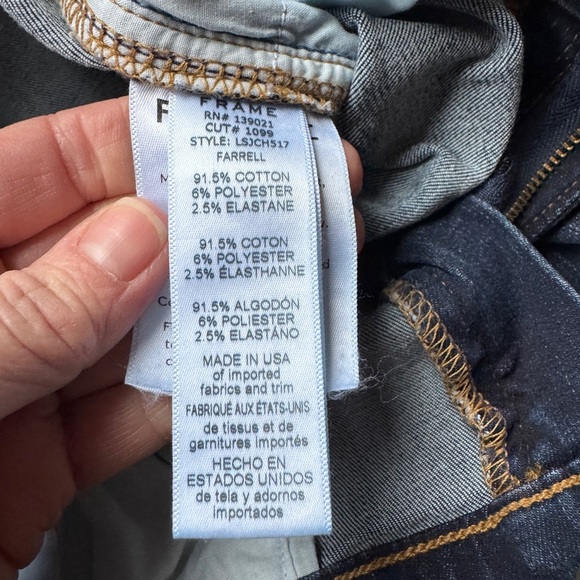 Frame Le Skinny De Jeanne Jeans Women's Size 26 Mid Rise Dark Wash Denim Raw Hem - Picture 5 of 6